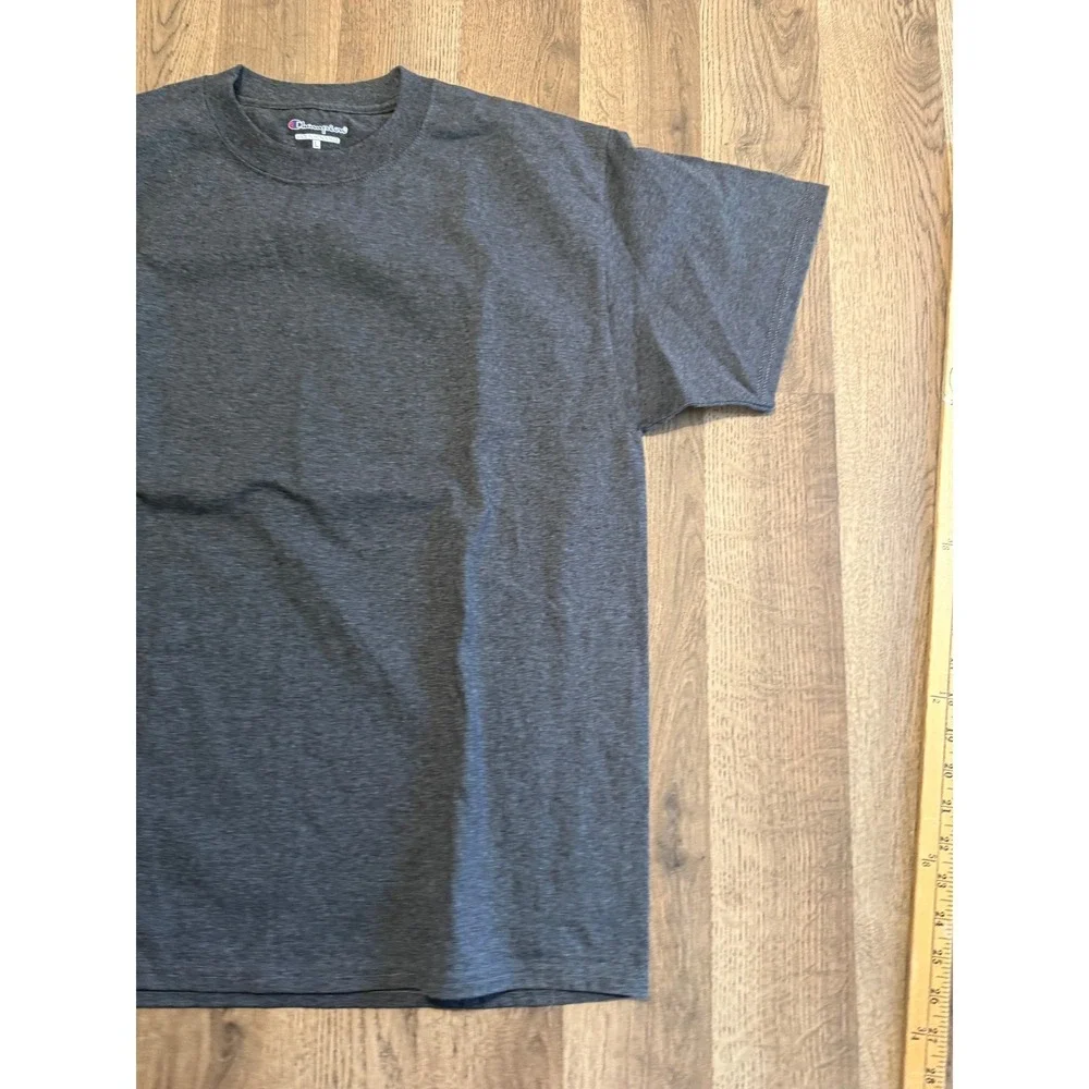 Champion T-Shirt Mens L Charcoal Gray Adult Short Sleeve Solid Basic Excellent - Picture 4 of 8